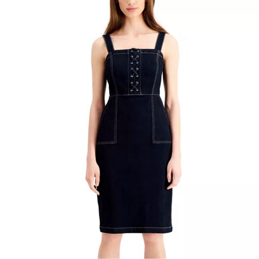 INC International Concepts Black Midi Denim Dress